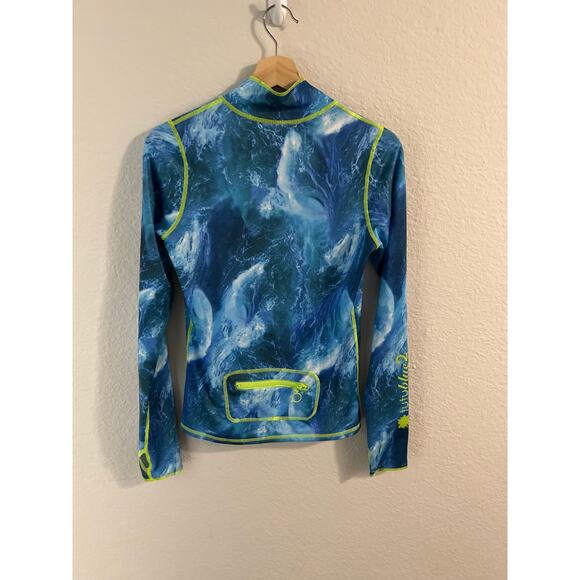 TUTUBlue Women’s Watercolor Ocean Blue Full-Zip Rash Guard Jacket Medium UPF 50+ - Picture 5 of 9